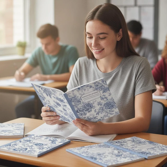Alt view image 3 of 7 - 6 Pack Composition Notebooks College Ruled Bulk Vintage Blue Flower Composition Notebook 110 Page 7-1/2" x 9-3/4" Journal Back to School Gift for Teacher Student Office First Day of School