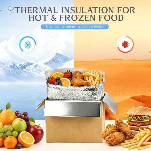 Alt view image 3 of 7 - 4 Pack Insulated Shipping Boxes with Aluminum Foil Liner and 4 Foil Bags, Thermal Cooler Mailing Boxes for Hot & Frozen Food Delivery (4, 10 * 6 * 6.5 inches)