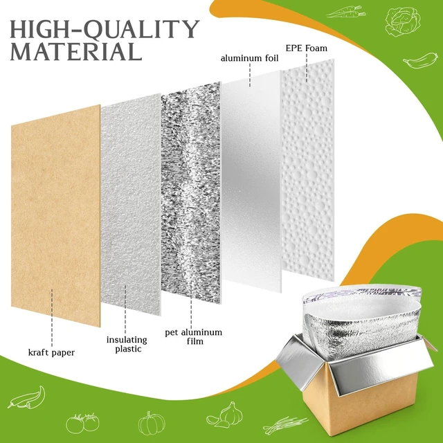 Alt view image 4 of 7 - 4 Pack Insulated Shipping Boxes with Aluminum Foil Liner and 4 Foil Bags, Thermal Cooler Mailing Boxes for Hot & Frozen Food Delivery (4, 10 * 6 * 6.5 inches)