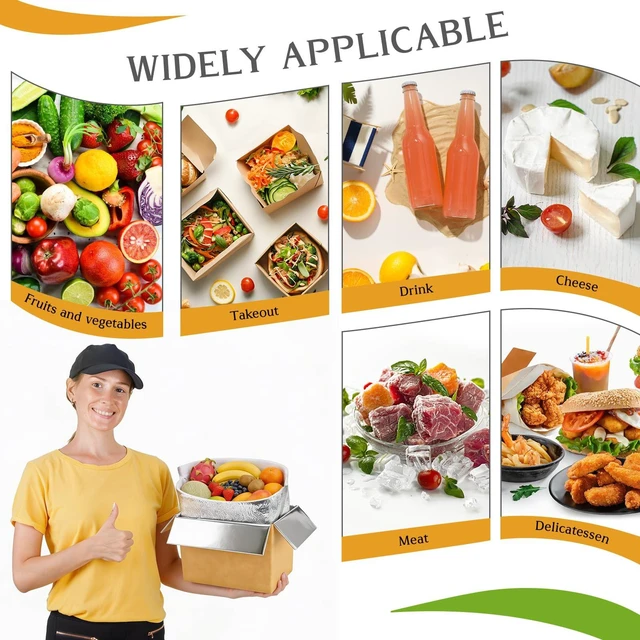 Alt view image 7 of 7 - 4 Pack Insulated Shipping Boxes with Aluminum Foil Liner and 4 Foil Bags, Thermal Cooler Mailing Boxes for Hot & Frozen Food Delivery (4, 10 * 6 * 6.5 inches)