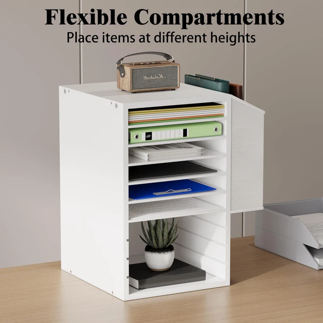 Alt view image 4 of 7 - 10Tier Adjustable Mail Sorter,Wood Paper Organizer for Class,Office Office Mailbox with name slot,Literature Organizer with side pocket,Wooden File Storage Organizer for school,classroom,office