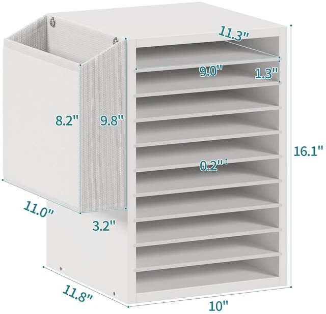 Alt view image 5 of 7 - 10Tier Adjustable Mail Sorter,Wood Paper Organizer for Class,Office Office Mailbox with name slot,Literature Organizer with side pocket,Wooden File Storage Organizer for school,classroom,office