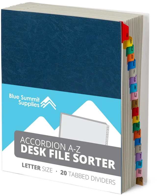 Main image of Expanding Desk File Sorter, Alphabetical, Letter Size Alphabetical Accordion File Organizer, 20 A-Z Dividers, for Mail, Files, Invoices, and Desktop Organization