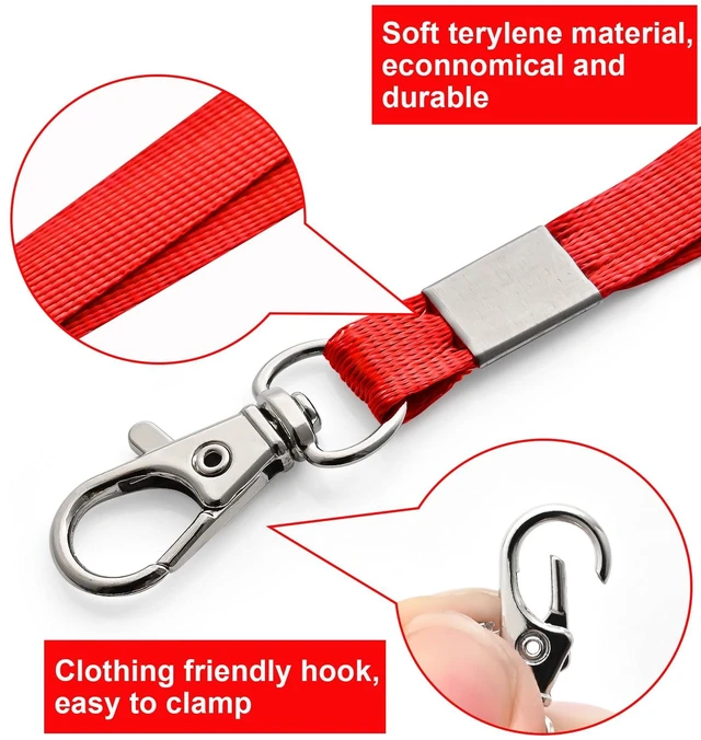 Alt view image 2 of 7 - 100 Pack Lanyards for ID Badges with Clear Name Tags, Reusable Lanyards Horizontal ID Card Badge Holders Plastic Name Badges for Men Women Kids Business School and Office Supplies (Red)