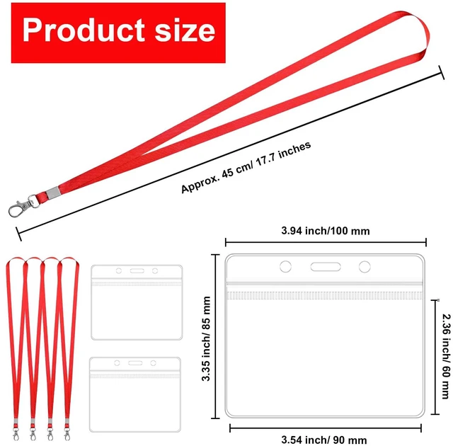 Alt view image 4 of 7 - 100 Pack Lanyards for ID Badges with Clear Name Tags, Reusable Lanyards Horizontal ID Card Badge Holders Plastic Name Badges for Men Women Kids Business School and Office Supplies (Red)