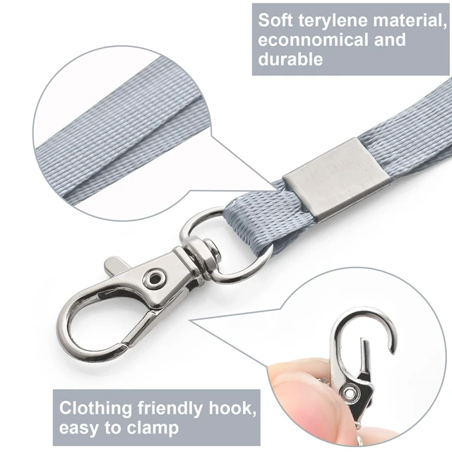Alt view image 2 of 7 - 100 Pack Lanyards for ID Badges with Clear Name Tags, Reusable Lanyards Horizontal ID Card Badge Holders Plastic Name Badges for Men Women Kids Business School and Office Supplies (Gray)