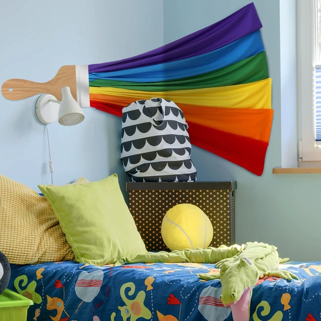 Alt view image 4 of 7 - Art Classroom Wall Decor 151 Inches Rainbow Brush Bright Color 3D Paintbrush Cutout for Bulletin Boards, Back to School Party Room, Rainbow Cloth Banner, Chalkboard Theme Decor