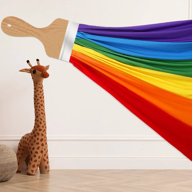 Alt view image 6 of 7 - Art Classroom Wall Decor 151 Inches Rainbow Brush Bright Color 3D Paintbrush Cutout for Bulletin Boards, Back to School Party Room, Rainbow Cloth Banner, Chalkboard Theme Decor