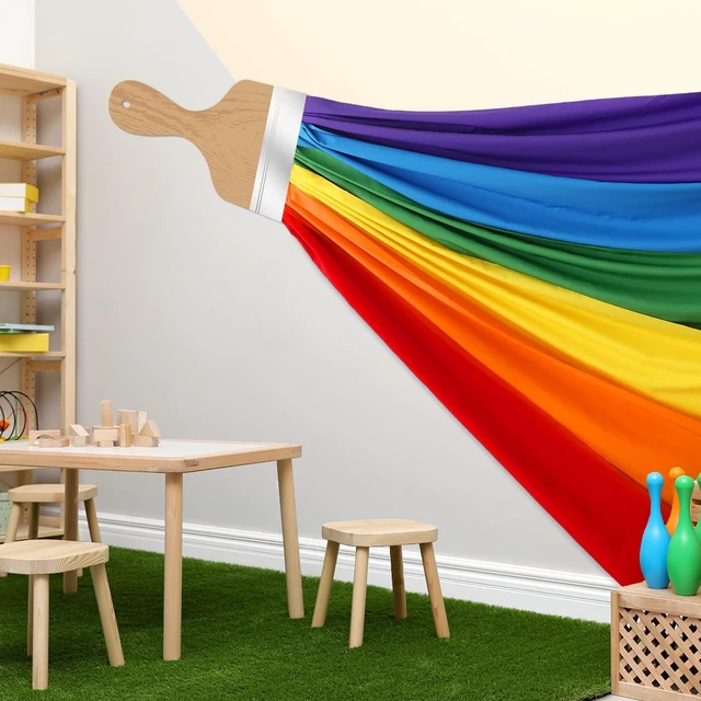 Alt view image 7 of 7 - Art Classroom Wall Decor 151 Inches Rainbow Brush Bright Color 3D Paintbrush Cutout for Bulletin Boards, Back to School Party Room, Rainbow Cloth Banner, Chalkboard Theme Decor