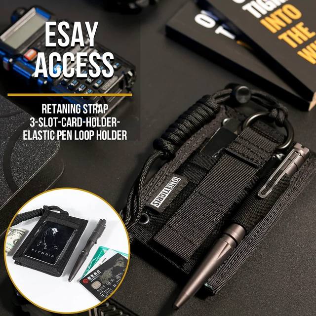 Alt view image 3 of 7 - Tactical ID Card Holder Hook & Loop Patch Badge Holder Neck Lanyard Key Ring and Credit Card Organizer (Black)