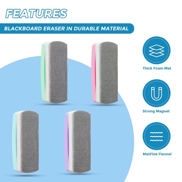 Alt view image 2 of 6 - 4 Pack White Board Eraser,Magnetic Dry Erase Eraser for Classroom Magnetic Dry Eraser for Glass Board,Calendar Board,Back to School&Office Supplies,Teacher Must Haves