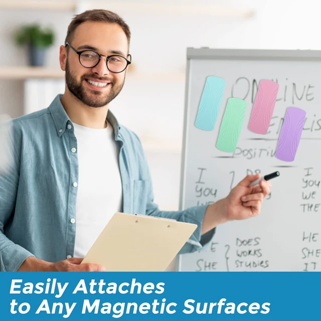 Alt view image 4 of 6 - 4 Pack White Board Eraser,Magnetic Dry Erase Eraser for Classroom Magnetic Dry Eraser for Glass Board,Calendar Board,Back to School&Office Supplies,Teacher Must Haves