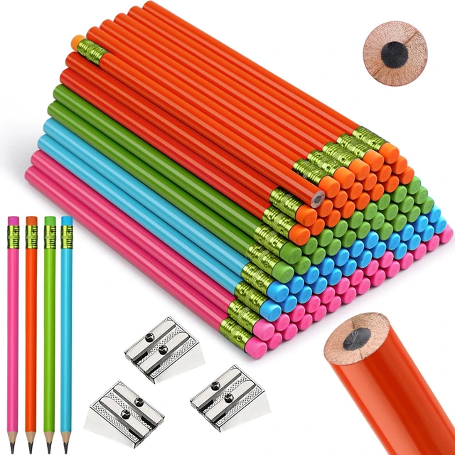 Main image of 102 Pcs Fat Pencils with Sharpeners for Kids,Colored,Round Thick Jumbo Pencils with Erasers Large Diameter Easy Grip for Preschool Kindergarten Beginner, Back to School Supplies
