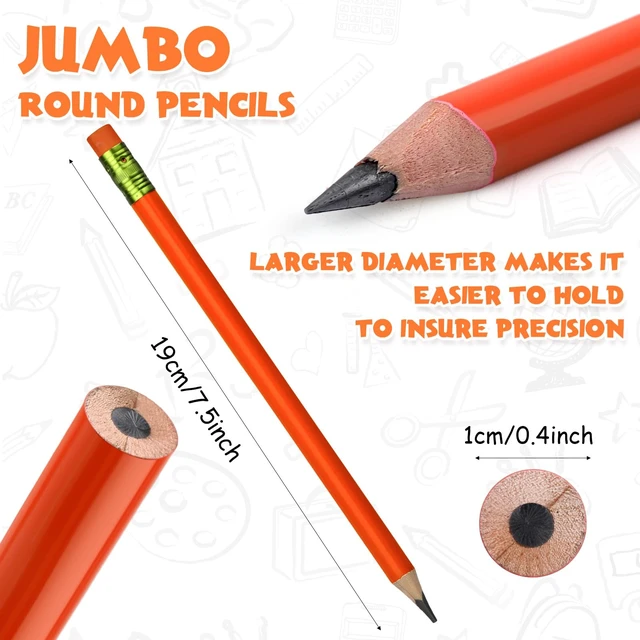 Alt view image 2 of 6 - 102 Pcs Fat Pencils with Sharpeners for Kids,Colored,Round Thick Jumbo Pencils with Erasers Large Diameter Easy Grip for Preschool Kindergarten Beginner, Back to School Supplies