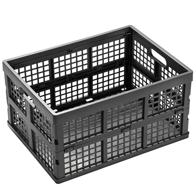 Alt view image 2 of 7 - 34L Large Plastic Folding Storage Crates,Collapsible Crates for Storage,Pack of 3 (Grey)