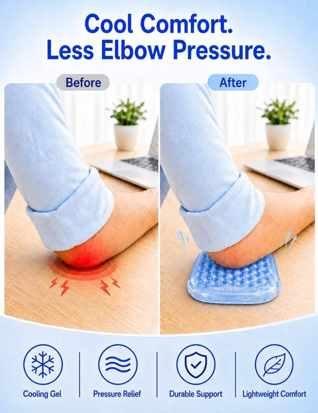 Alt view image 3 of 7 - Clear Gel Elbow Pad for Desk, Ergonomic Arm Rest Cushion Desk Wrist Rest for Keyboard and Mouse, Keyboard Wrist Pad for Computer and Laptop Typing, Gaming and Office Crystal Clear