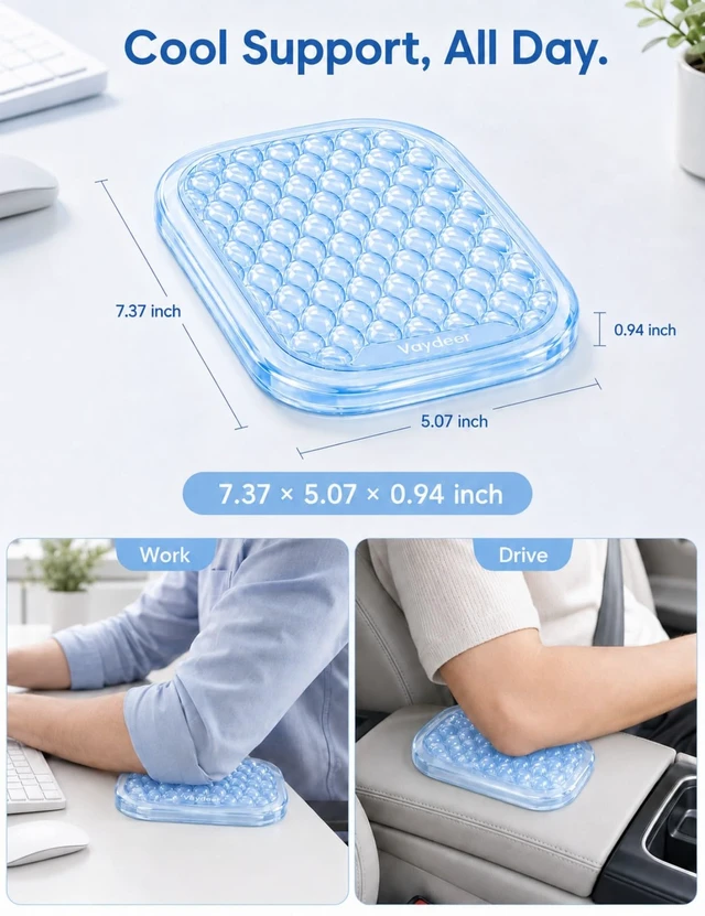 Alt view image 7 of 7 - Clear Gel Elbow Pad for Desk, Ergonomic Arm Rest Cushion Desk Wrist Rest for Keyboard and Mouse, Keyboard Wrist Pad for Computer and Laptop Typing, Gaming and Office Crystal Clear