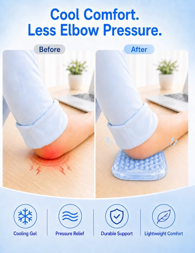 Alt view image 3 of 7 - Clear Gel Elbow Pad for Desk, Ergonomic Arm Rest Cushion Desk Wrist Rest for Keyboard and Mouse, Keyboard Wrist Pad for Computer and Laptop Typing, Gaming and Office Glacier Blue