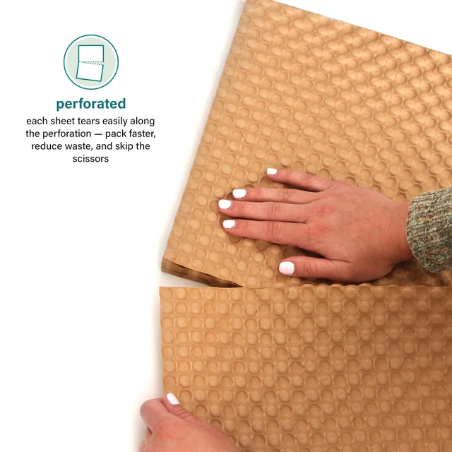 Alt view image 5 of 7 - Paper Bubble Wrap Sheets for Packing, Moving, & Shipping - 12" x 12" x 250' - Eco-Friendly Kraft Bubble Paper - Recyclable Cushioning Wrap - Made in the USA (01913)