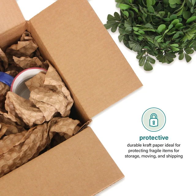 Alt view image 6 of 7 - Paper Bubble Wrap Sheets for Packing, Moving, & Shipping - 12" x 12" x 250' - Eco-Friendly Kraft Bubble Paper - Recyclable Cushioning Wrap - Made in the USA (01913)