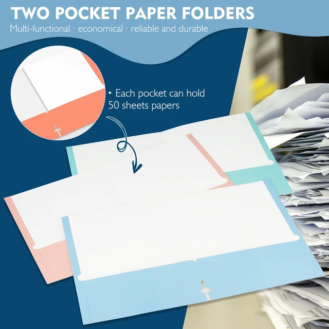 Alt view image 3 of 7 - Orange Two Pocket Folders,50 Pack 2 Pocket Folders with Business Card Slot Fit Letter Size Paper,Colored File Folders with Pockets for School Office Home Business