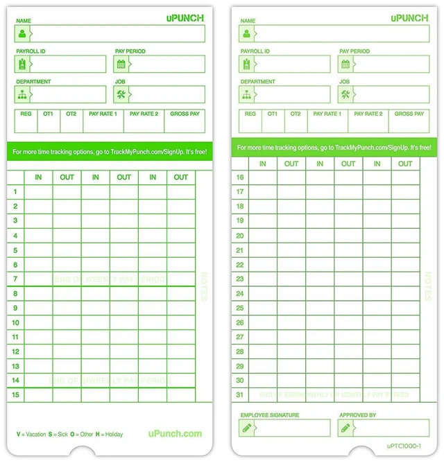 Alt view image 2 of 3 - 100 Time Cards for HN3000