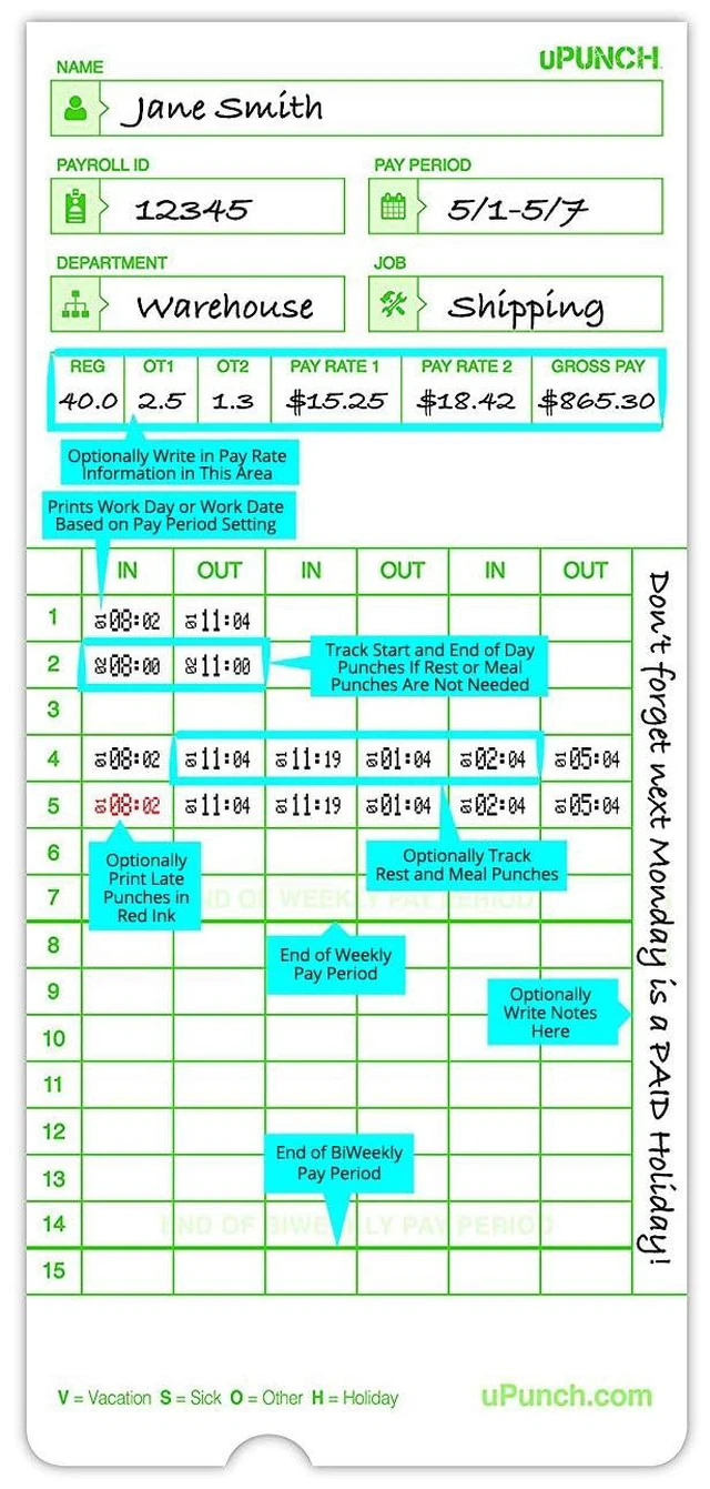 Alt view image 3 of 3 - 100 Time Cards for HN3000
