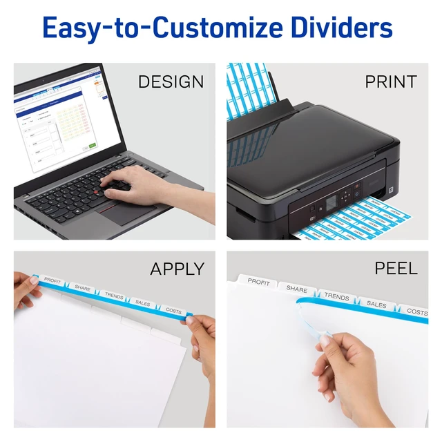 Alt view image 3 of 7 - ® Index Maker® Clear Label Dividers, 5-Tab, Unpunched, 25 Sets For Organizing Reports and Presentations, White Laser and Inkjet, Reinforced Tear-Resistant Edges, Any Binding System