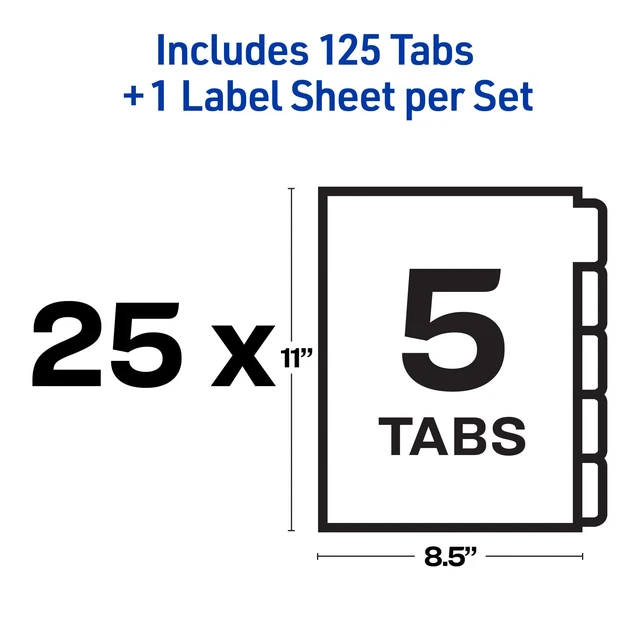 Alt view image 6 of 7 - ® Index Maker® Clear Label Dividers, 5-Tab, Unpunched, 25 Sets For Organizing Reports and Presentations, White Laser and Inkjet, Reinforced Tear-Resistant Edges, Any Binding System