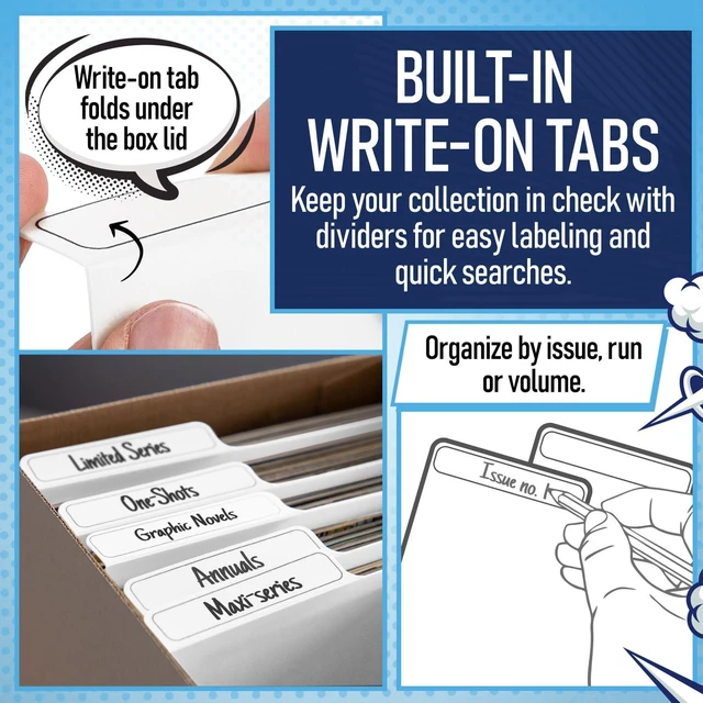 Alt view image 4 of 7 - White Comic Book Dividers (200 Pack) Plastic Dividers, Comic Box Divider, Book Shelf Dividers, Dividers for Bins, Shelves, and Cabinets, Book Dividers for Shelves, Comic Dividers
