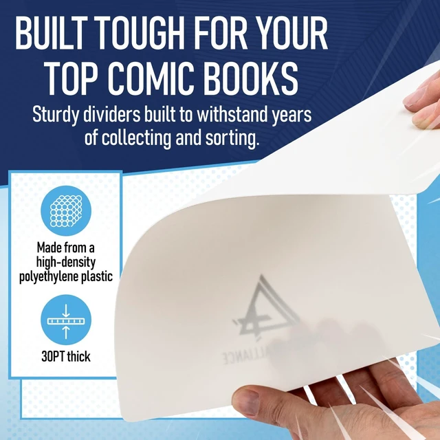 Alt view image 6 of 7 - White Comic Book Dividers (200 Pack) Plastic Dividers, Comic Box Divider, Book Shelf Dividers, Dividers for Bins, Shelves, and Cabinets, Book Dividers for Shelves, Comic Dividers