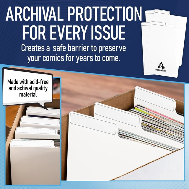 Alt view image 7 of 7 - White Comic Book Dividers (200 Pack) Plastic Dividers, Comic Box Divider, Book Shelf Dividers, Dividers for Bins, Shelves, and Cabinets, Book Dividers for Shelves, Comic Dividers