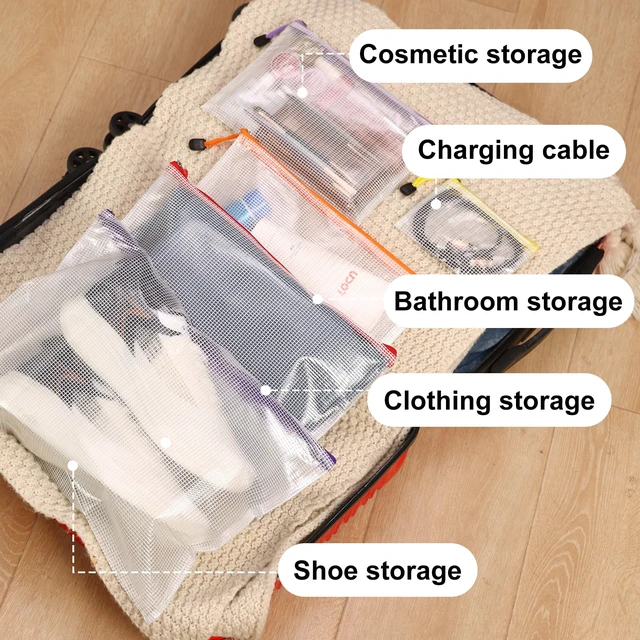 Alt view image 5 of 7 - 28pcs Mesh Zipper Pouch, Waterproof Zipper Bags, 8 Sizes Plastic Travel Pouch, 10 Colors, Multipurpose for Board Game, Travel Storage, School Supplies, Office Appliances, Home Organize