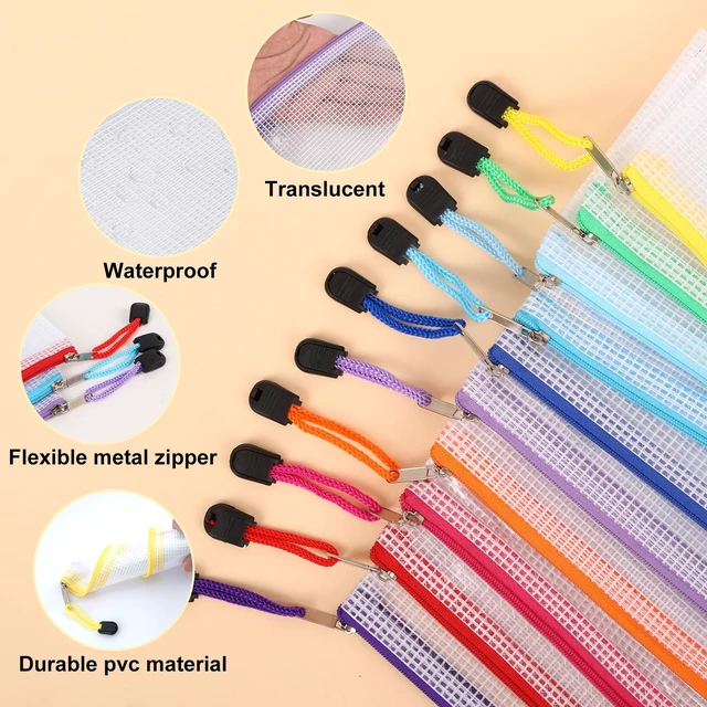 Alt view image 4 of 7 - 28pcs Mesh Zipper Pouch, Waterproof Zipper Bags, 8 Sizes Plastic Travel Pouch, 10 Colors, Multipurpose for Board Game, Travel Storage, School Supplies, Office Appliances, Home Organize