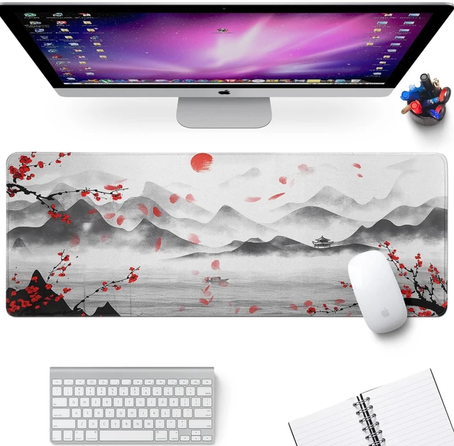 Alt view image 2 of 7 - Japanese Cherry Blossom Large Gaming Mouse Pad Sakura Desk Pad Big Mousepad Deskmat Office Decor for Computer 31.5''x11.8'' Desk Organizers and Accessories