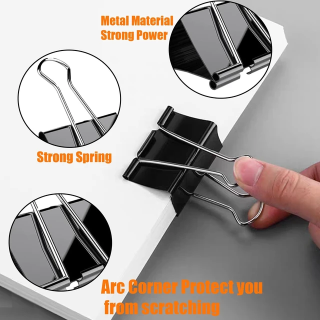 Alt view image 5 of 7 - Extra Large Binder Clips 2 Inch (60 Pack), Heavy Duty Big Binder Clips Big Paper Clamps for Office and Home Supplies, Black
