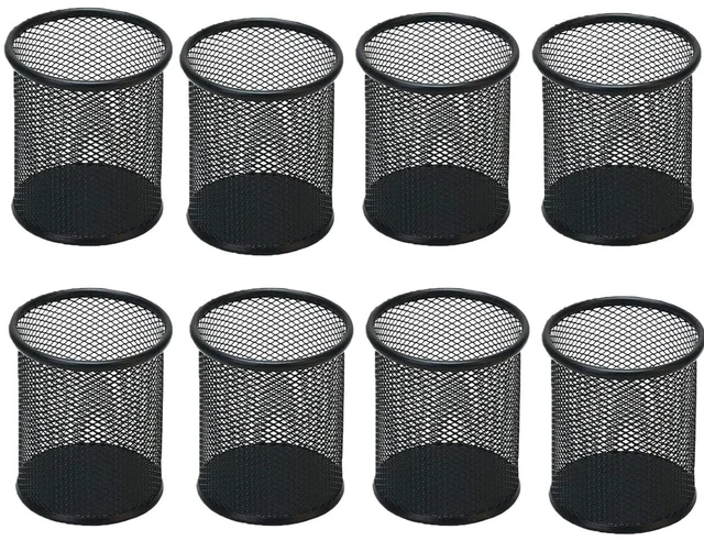 Main image of Pen Holder Mesh Pencil Holder Metal Pen Holder Pencil Holder for Desk Office Pen Organizer Black, 8 Pack