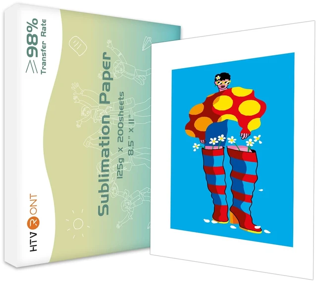 Main image of Sublimation Paper for T-Shirts & Mugs,200 Sheets 8.5x11 Inch A4 High Transfer Rate,Quick-Dry Formula,Universal Compatibility,No Curl,Beginner-Friendly Sheets for Inkjet Printer