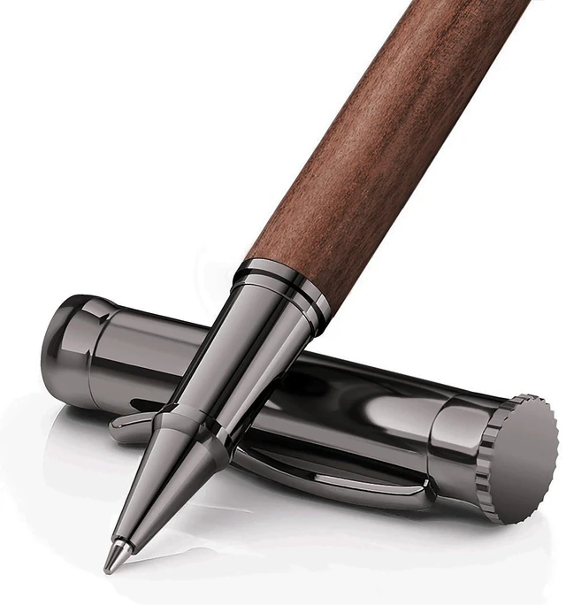 Main image of Wood Rollerball Pen Set, Nice Pen for Men, Fancy Look - Red Padouk 2 Refills, Executive Style, Luxury Finish, Smooth Writing for Journaling and Signatures, Office Use, Black and Blue Ink