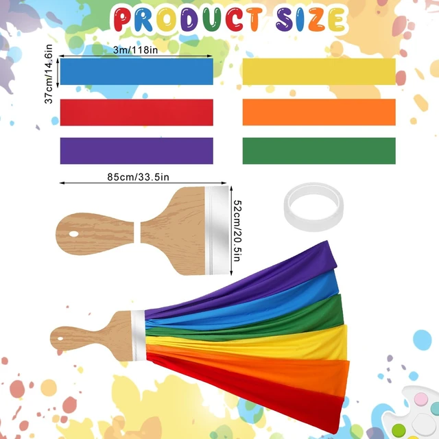 Alt view image 2 of 7 - Art Classroom Wall Decor 151 Inches Rainbow Brush Bright Color 3D Paintbrush Cutout for Bulletin Boards, Back to School Party Room, Rainbow Cloth Banner, Chalkboard Theme Decor