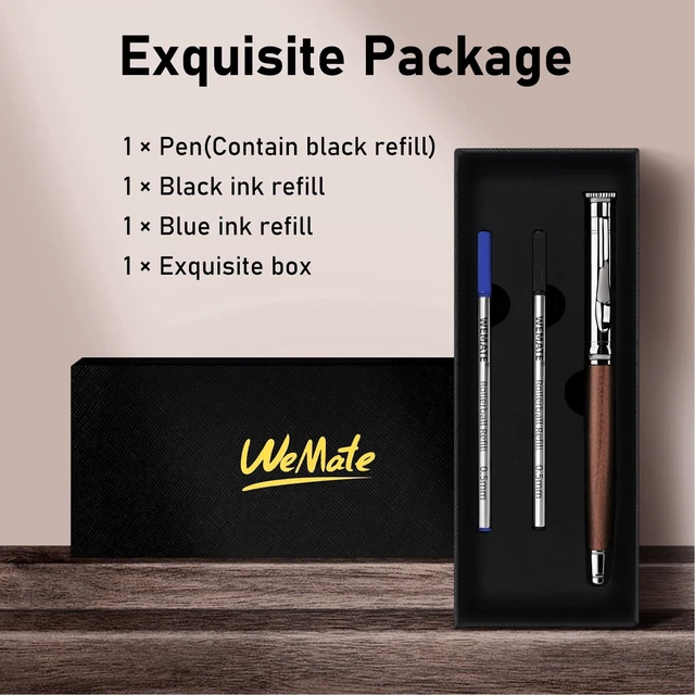 Alt view image 7 of 7 - Wood Rollerball Pen Set, Nice Pen for Men, Fancy Look - Red Padouk 2 Refills, Executive Style, Luxury Finish, Smooth Writing for Journaling and Signatures, Office Use, Black and Blue Ink