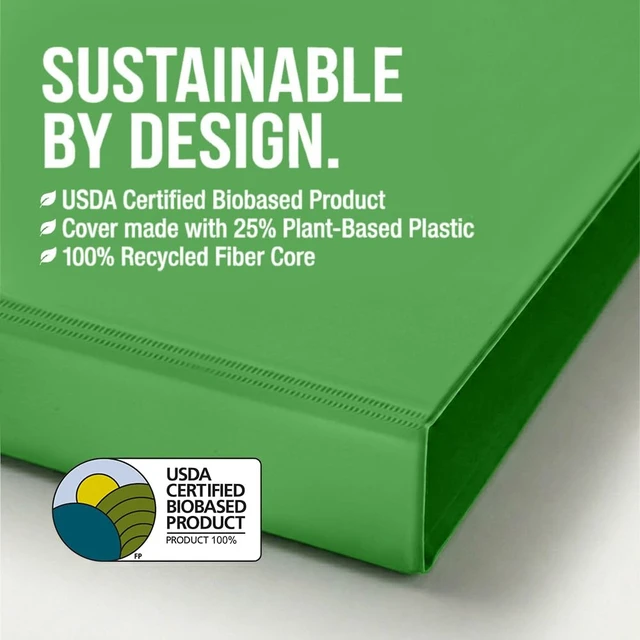 Alt view image 2 of 7 - BioBinder 1.5 Inch (4-Pack) - Durable Plant-Based 3 Ring View Binder, USDA Certified Biobased, Customizable Nonstick Cover & Spine - 325 Sheet Capacity, Letter Size School Office Organizer