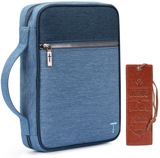 Main image of Bible Cover for Women Men with Leather Bookmark Book Carrying Cases Church Bag for Outdoor Protective