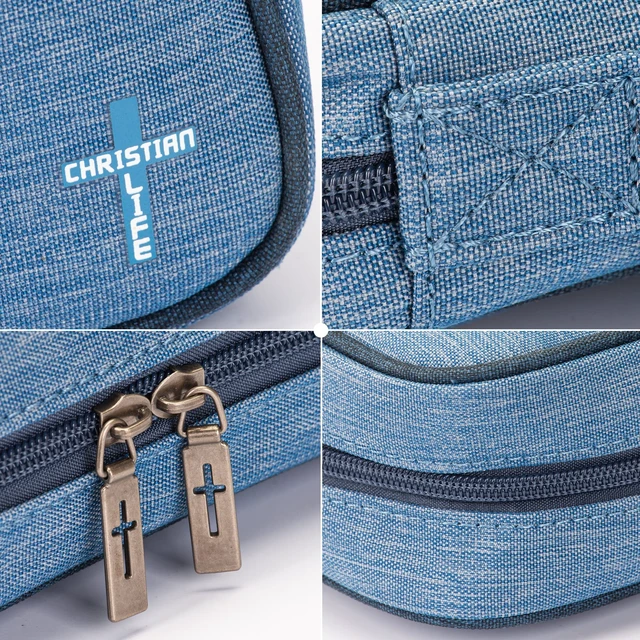 Alt view image 4 of 7 - Bible Cover for Women Men with Leather Bookmark Book Carrying Cases Church Bag for Outdoor Protective