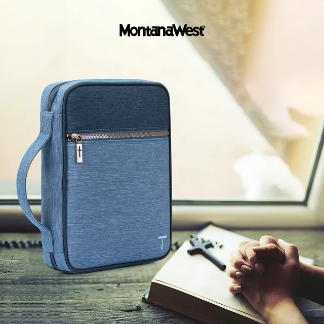 Alt view image 5 of 7 - Bible Cover for Women Men with Leather Bookmark Book Carrying Cases Church Bag for Outdoor Protective