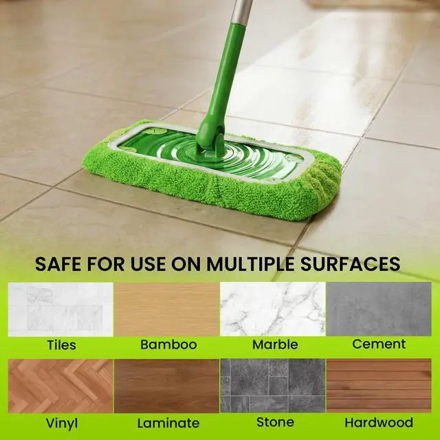 Alt view image 5 of 7 - 2-in-1 Reusable Microfiber Mop Pads Compatible with Swiffer Sweeper for Wet Mopping & Dry Sweeping, Two Types of Washable Heavy-Duty Mop Pad Refills for Multiple Floor Types Cleaning - 4Pcs, Green