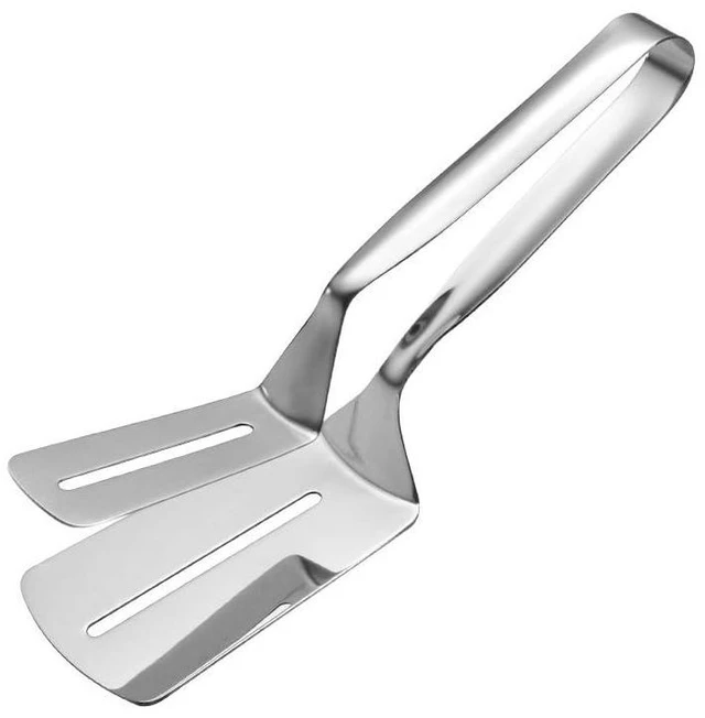 Alt view image 7 of 7 - 1PC Stainless Steel Cooking Tongs - Double Sided Spatula Ideal for Flipping in BBQ, Grilling and Home Cooking - Perfect for Beefsteak, Bread, Hamburger, Pizza, Pies and Fish