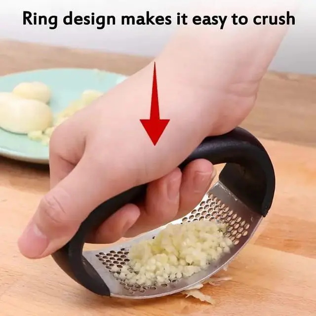 Alt view image 2 of 4 - 1pc, Premium Stainless Steel Garlic Rocker Press - Effortless Crushing, Easy Cleaning, Space-Saving Design for Apartment, College Dorm, and Kitchen Essentials