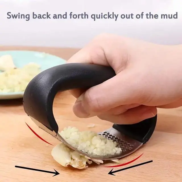 Alt view image 3 of 4 - 1pc, Premium Stainless Steel Garlic Rocker Press - Effortless Crushing, Easy Cleaning, Space-Saving Design for Apartment, College Dorm, and Kitchen Essentials