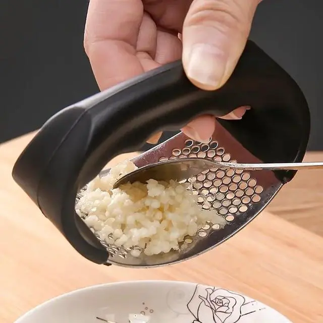 Alt view image 4 of 4 - 1pc, Premium Stainless Steel Garlic Rocker Press - Effortless Crushing, Easy Cleaning, Space-Saving Design for Apartment, College Dorm, and Kitchen Essentials